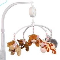Mobile Para Berço De Bebe Musical Giratório Safari Rosa