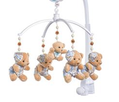 Móbile para berço musical e giratório Urso Xadrez - Sleepbaby Móbiles