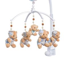 Móbile Para Berço Musical E Giratório Urso Xadrez - Sleepbaby Móbiles