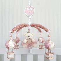 Mobile para berço musical giratório princesa balão rosé