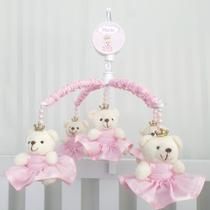 Mobile para berço musical giratório princesa rosa liso - Le-leão Artigos Infantis