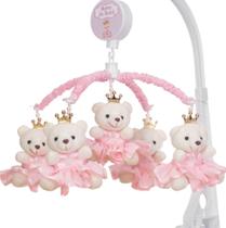 Mobile Para Berço Musical Giratório Princesa Rosa Liso