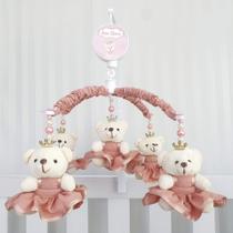 Mobile para berço musical giratório princesa rosé liso - Le-leão Artigos Infantis