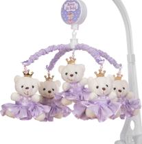 Mobile Para Berço Musical Giratório Princesas Lilás Liso