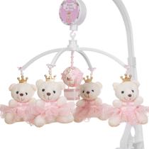 Mobile Para Berço Musical Giratório Princesas Rosa