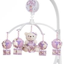 Mobile Para Berço Musical Giratório Ursa Floral Balão Lilás Mobile Para Berço Musical Giratório Ursa Floral Balão Lilás