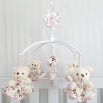 Mobile para berço musical giratório ursa floral rosa - Le-leão Artigos Infantis