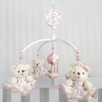 Mobile para berço musical giratório ursa floral rosé - Le-leão Artigos Infantis