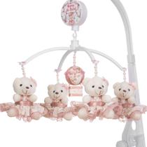 Mobile Para Berço Musical Giratório Ursa Floral Rosé