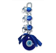 Móbile Trio Elefantes da Sorte c/ Brilhantes Olho Grego 20cm