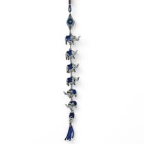 Móbile Trio Elefantes da Sorte com Murano Olho Grego 44 cm