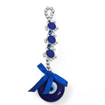 Móbile Trio Tartarugas da Sorte com Murano Olho Grego 16 cm