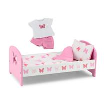 Mobiliário Emily Rose Doll Clothes Bed 18 polegadas rosa com roupa de cama