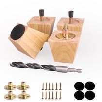 Mobiliário: pernas quadradas de madeira, Xlroaafs, 2cm, conjunto natural de 4