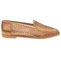 Mocassim bico quadrado craquele bronze updn 5598692