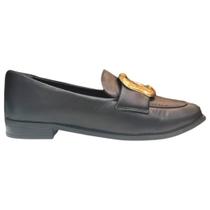 Mocassim bico redondo couro preto maithe 52a0006
