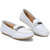 Mocassim Branco Feminino Casual Leve Confortável