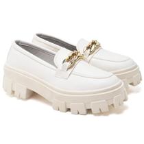 Mocassim Casual Feminino Detalhe Corrente Moda Sola Tratorada
