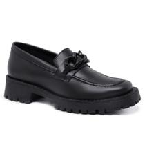 Mocassim Casual Feminino Oxford Estilo Corrente Trançada Sola Tratorada