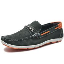 Mocassim Casual Masculino Couro Com Perfuros e Metal