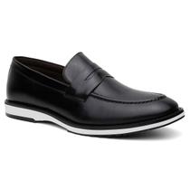 Mocassim Casual Social Centuria Couro Preto