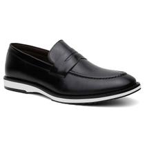 Mocassim Casual Social Centuria Tamanho Especial Couro Preto