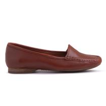 Mocassim Couro Liso Casual Feminino Salto Bloco Baixo Bico Redondo Elegante Costurado À Mão