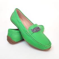 Mocassim Couro Lya Verde Mocassim Couro Lya Verde