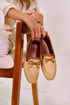 Mocassim Couro Trançado - Natural