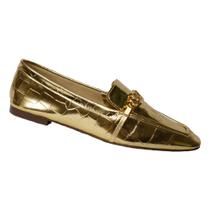 Mocassim croco dourado metalico schutz 39
