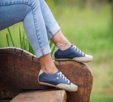 mocassim De Couro Feminino Azul Marinho