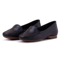 Mocassim de Couro Feminino Liso Palmilha Conforto Macia Trabalho Resistente