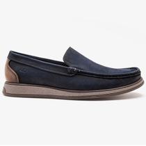 Mocassim Democrata Nash Navy Masculino Couro Confortável