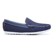 Mocassim Dock Side Drive Sapato Masculino Tecido Jeans Estilo Conforto Elegância Schiareli