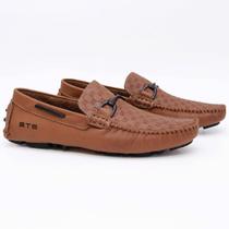 Mocassim Drive Couro Masculino Artesanal Solado Emborrachado Antiderrapante Flexível Macio