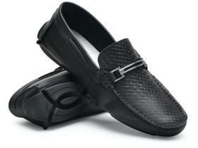 Mocassim Drive Couro Tressê Masculino Solado Emborrachado Antiderrapante Palmilha Comfort Macio