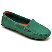 Mocassim Drive Feminino Sapato Casual Couro Costurado à Mão