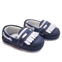 Mocassim Drive Infantil Casual Baby Bebê Confort Azul Branco