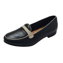 Mocassim Duo Couro de Carneiro Preto/Off White