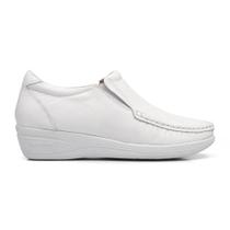 Mocassim Femini Couro Branco Casual Confort Ortopédico Mager Mocassim Femini Couro Branco Casual Confort Ortopédico Mager