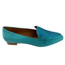 Mocassim Feminino Azul Strass Brilhante