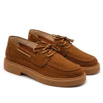 Mocassim Feminino Camurça Design Oxford Clássico Confortável Caramelo Mocassim Feminino Camurça Design Oxford Clássico Confortável Caramelo