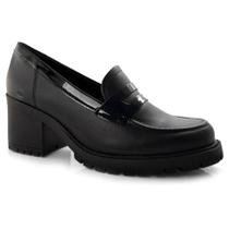 Mocassim Feminino com Salto Bloco Comfortflex Preto 23-76301