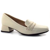 Mocassim Feminino com Salto Bloco Piccadilly Off White 160058