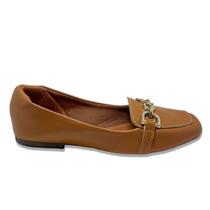 Mocassim Feminino Comfort Bico Quadrado Detalhe Elos Dourados Mocassim Feminino Comfort Bico Quadrado Detalhe Elos Dourados