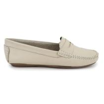 Mocassim Feminino Conforto Couro Branco Drive Macio casual Granado