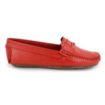 Mocassim Feminino Conforto Couro Vermelho Drive Macio Casual Granado