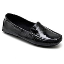 Mocassim Feminino Couro Acabamento em Verniz Casual Conforto