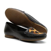 Mocassim Feminino Couro Animal Print Onça Dia a Dia Conforto Mocassim Feminino Couro Animal Print Onça Dia a Dia Conforto