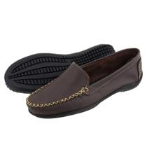 Mocassim Feminino Couro Conforto Casual Calce Fácil Alto Conforto Café Mocassim Feminino Couro Conforto Casual Calce Fácil Alto Conforto Café